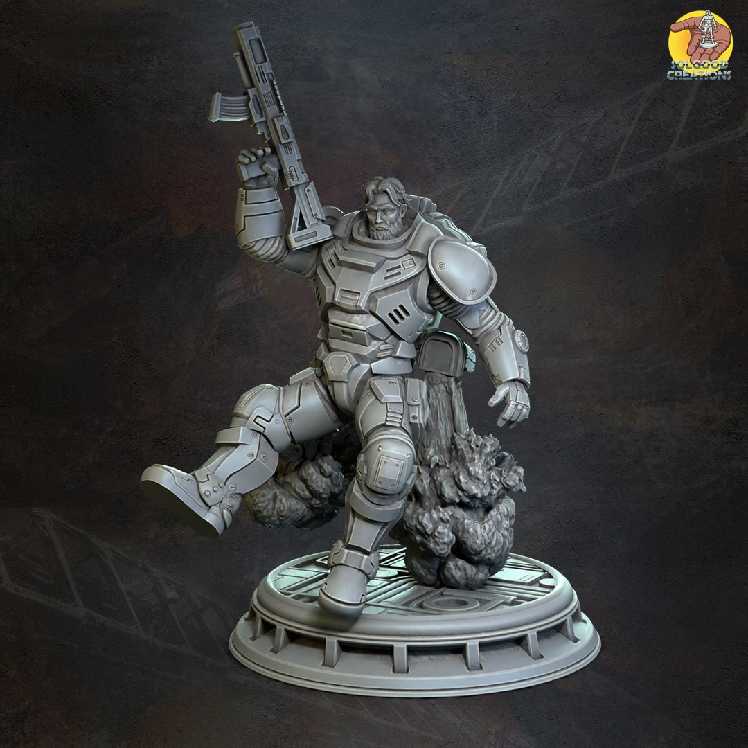 Solgoodcreations - Space Outpost - Armoured Soldier #1 - DnD/TTRPG Figure/Miniature