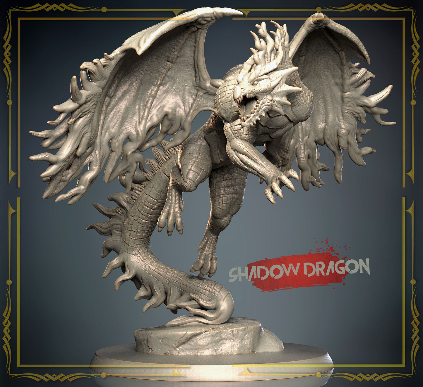 3D IPStudios - Dragons Worlds #1 - Shadow Dragon - DnD/TTRPG Figure/Miniature - Helios3DPrinting