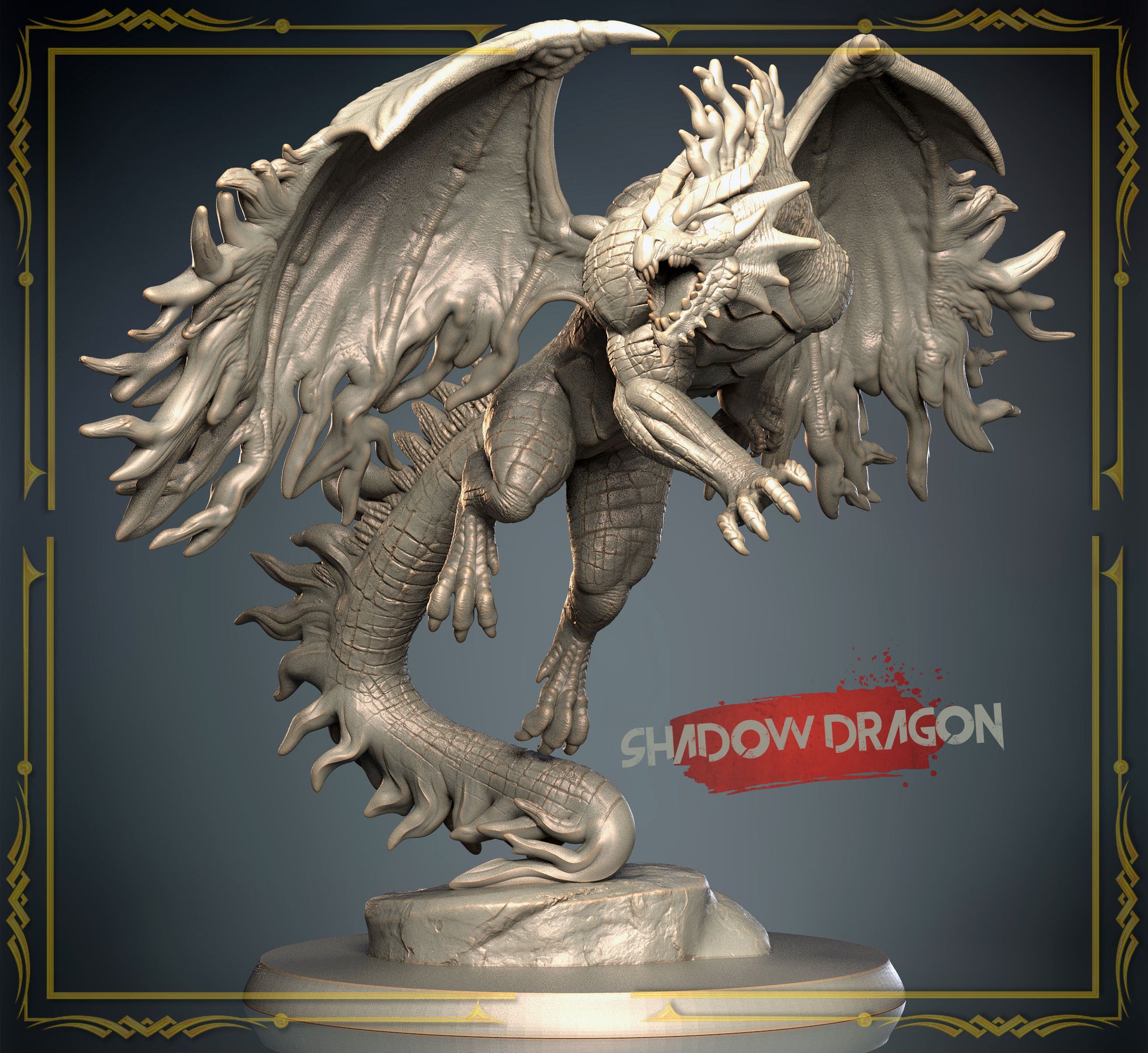 3D IPStudios - Dragons Worlds #1 - Shadow Dragon - DnD/TTRPG Figure/Miniature - Helios3DPrinting