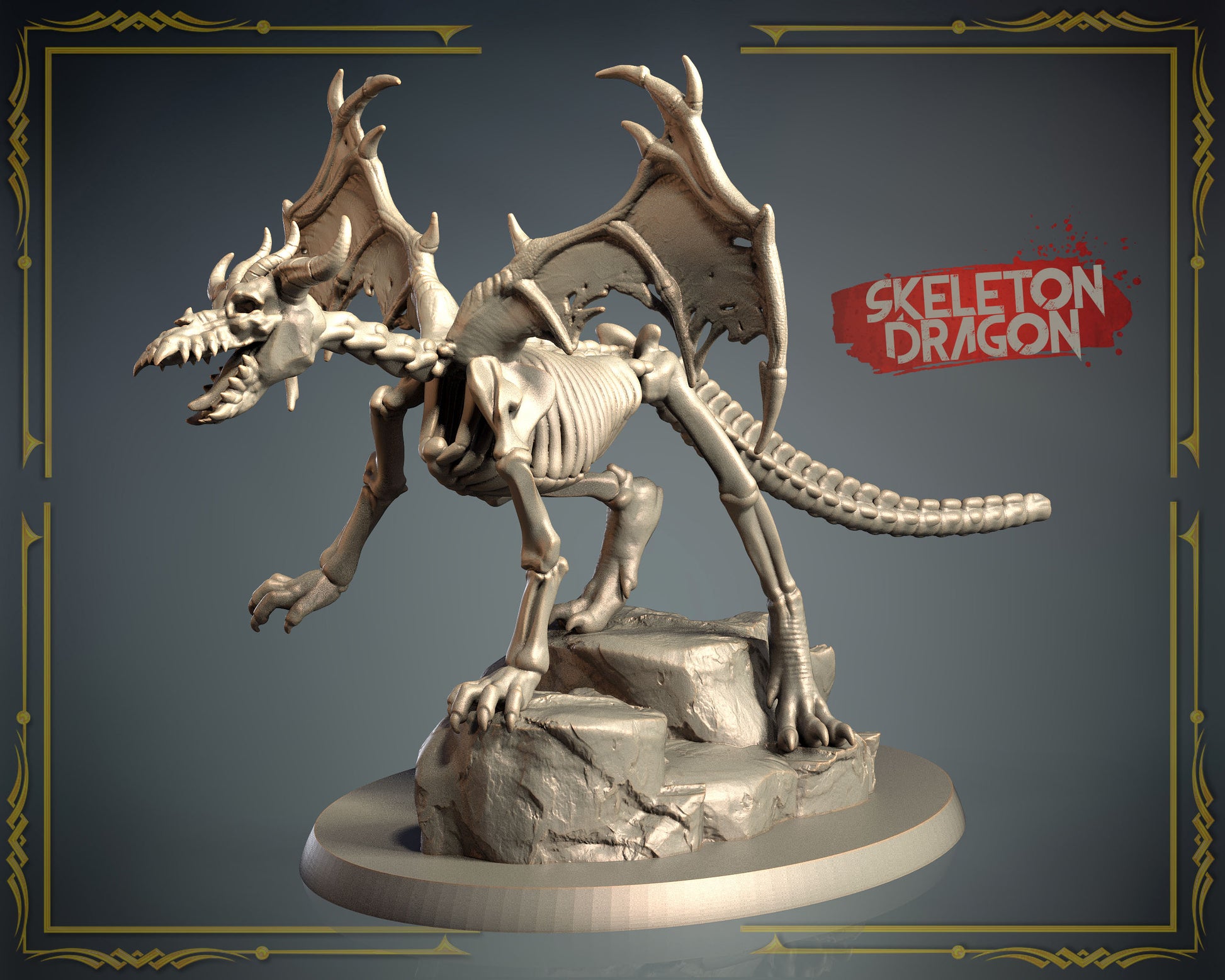 3D IPStudios - Dragons Worlds #1 - Skeleton Dragon - DnD/TTRPG Figure/Miniature - Helios3DPrinting