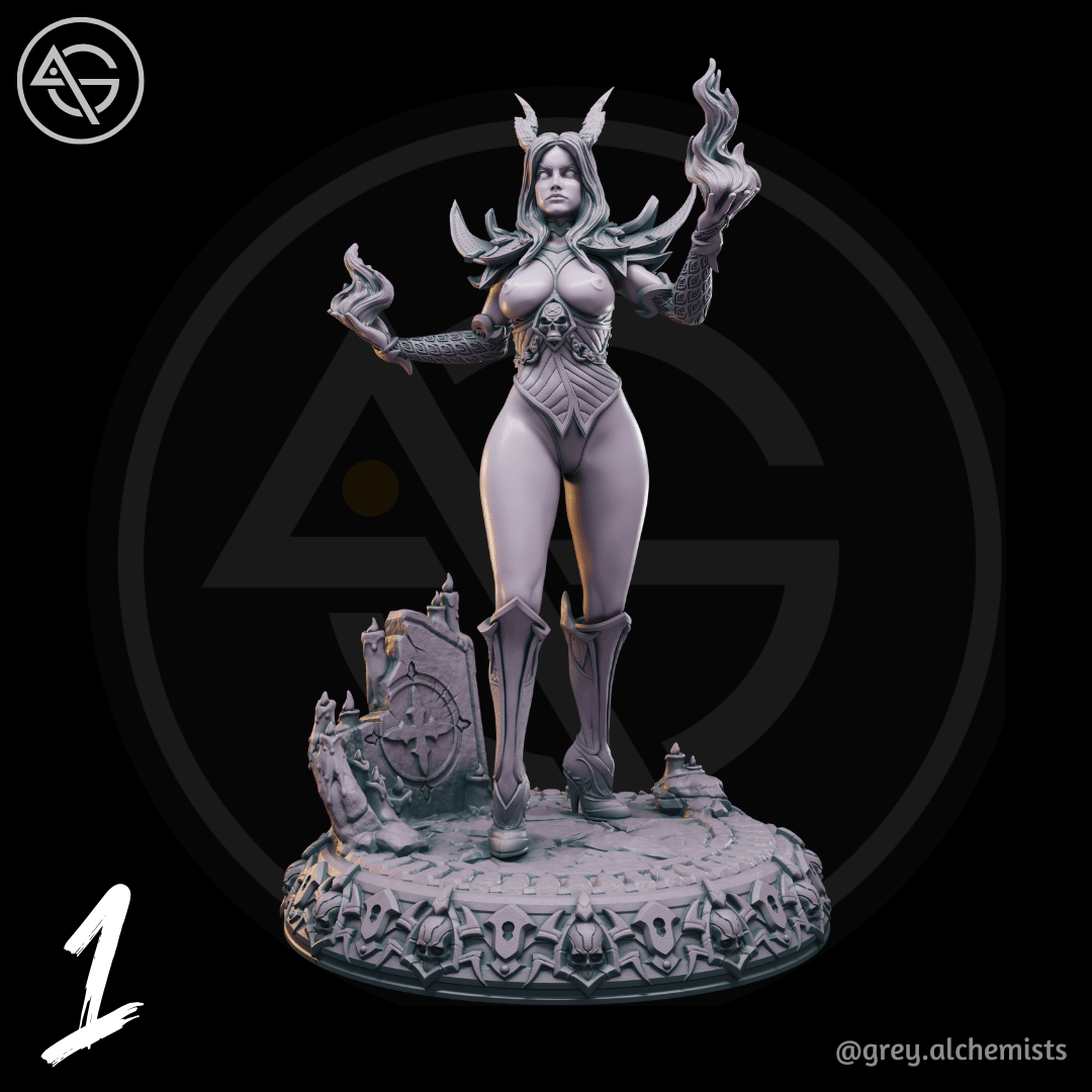 Grey Alchemists - Tiefling Sorcerer - 32mm/75mm DnD/Pathfinder/TTRPG Figure