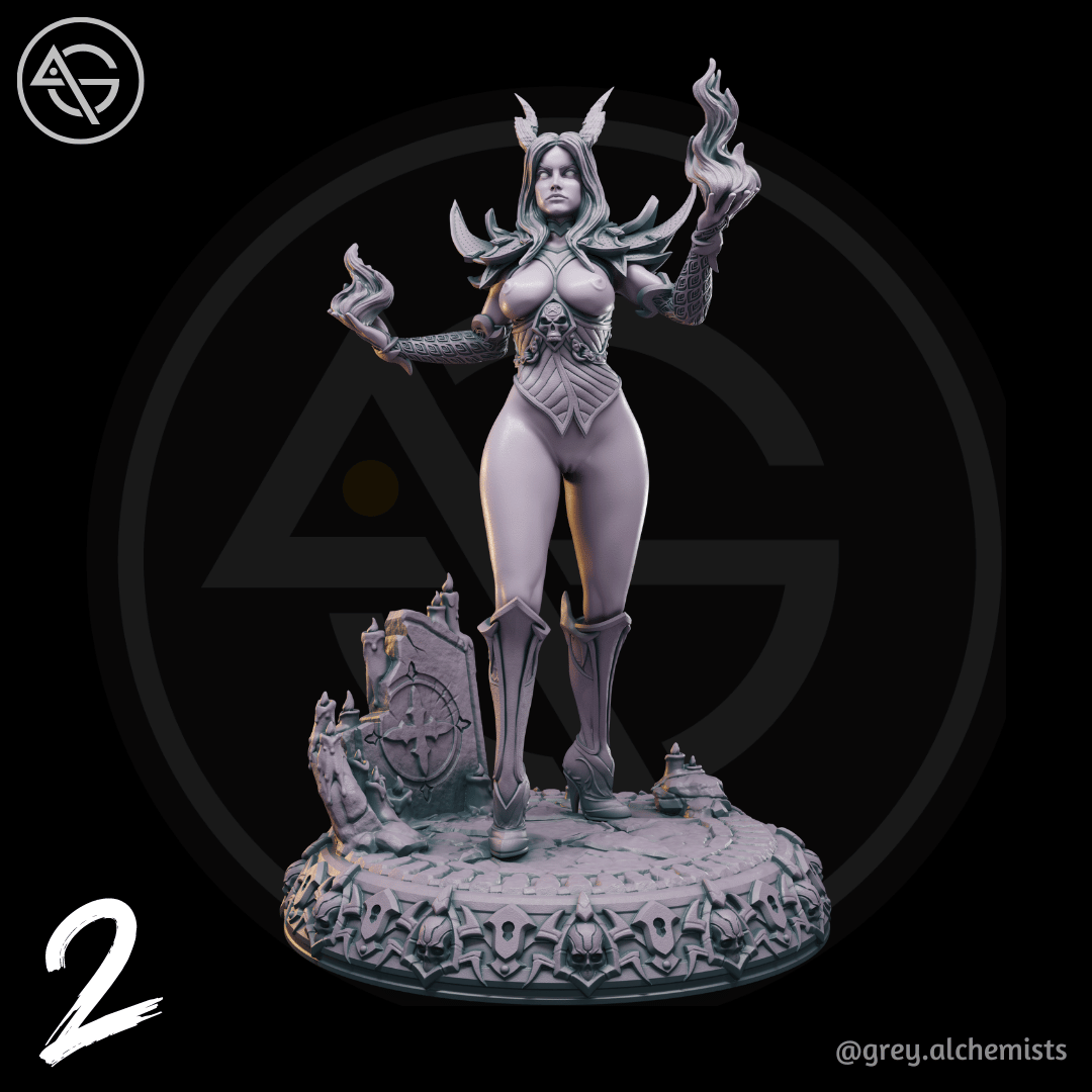 Grey Alchemists - Tiefling Sorcerer - 32mm/75mm DnD/Pathfinder/TTRPG Figure