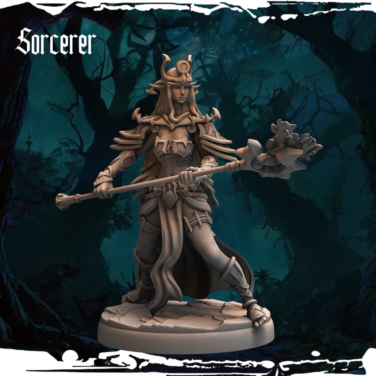 Monolith Arts - Dark Elves - Sorceress - DnD/TTRPG Figure/Miniature