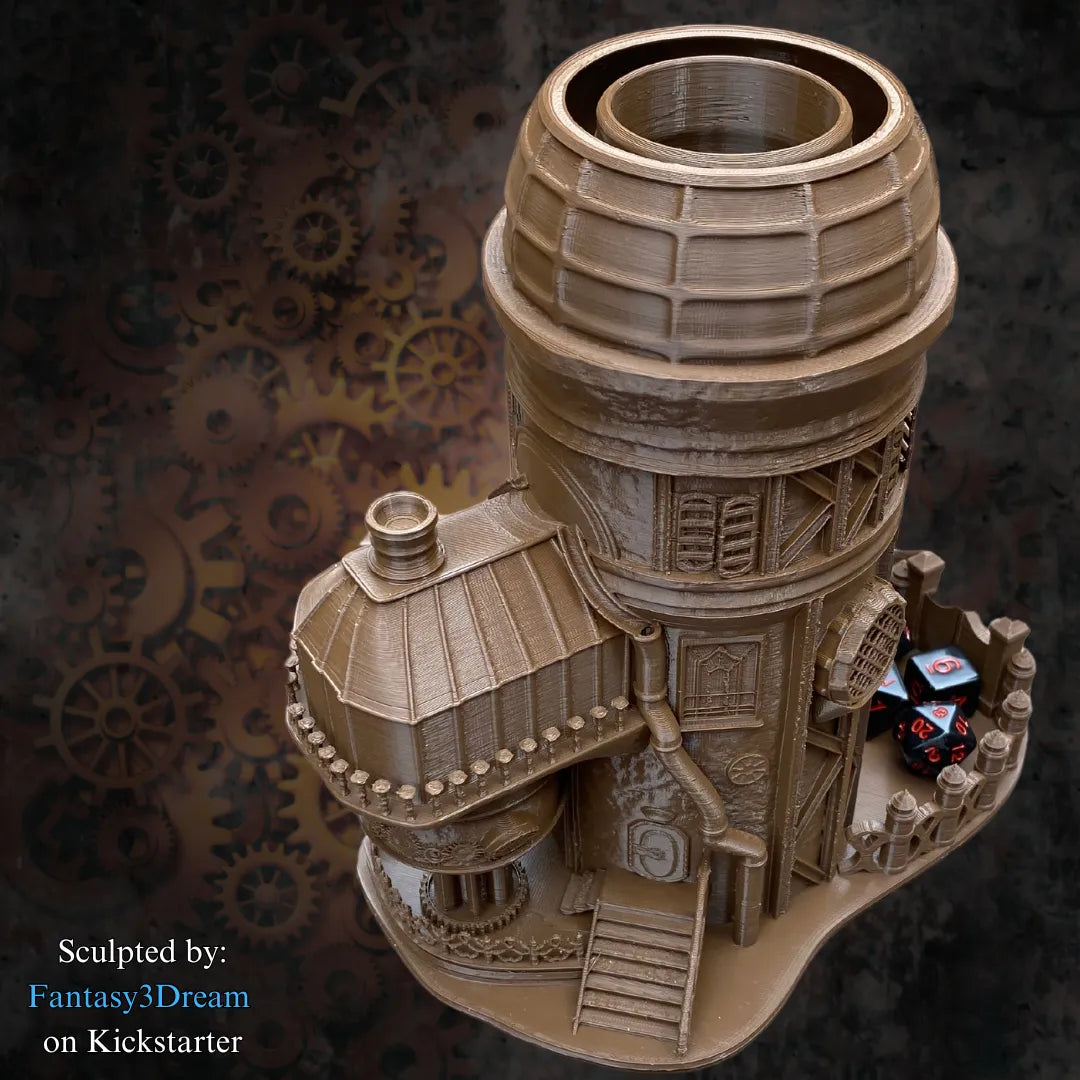 Fantasy3Dream - Steampunk #1 Dice Tower - DnD/TTRPG/Roleplaying/Wargames