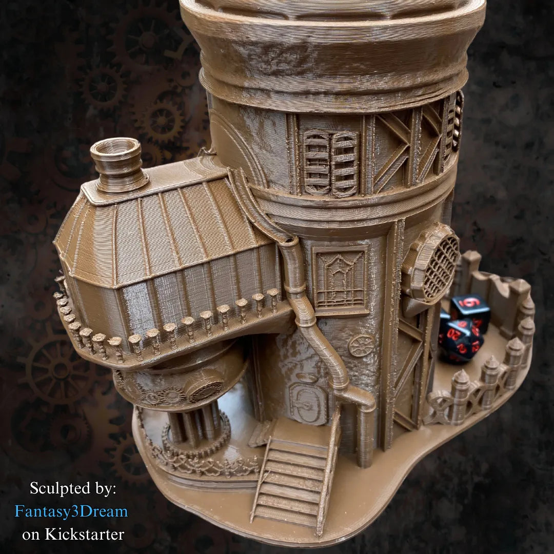 Fantasy3Dream - Steampunk #1 Dice Tower - DnD/TTRPG/Roleplaying/Wargames