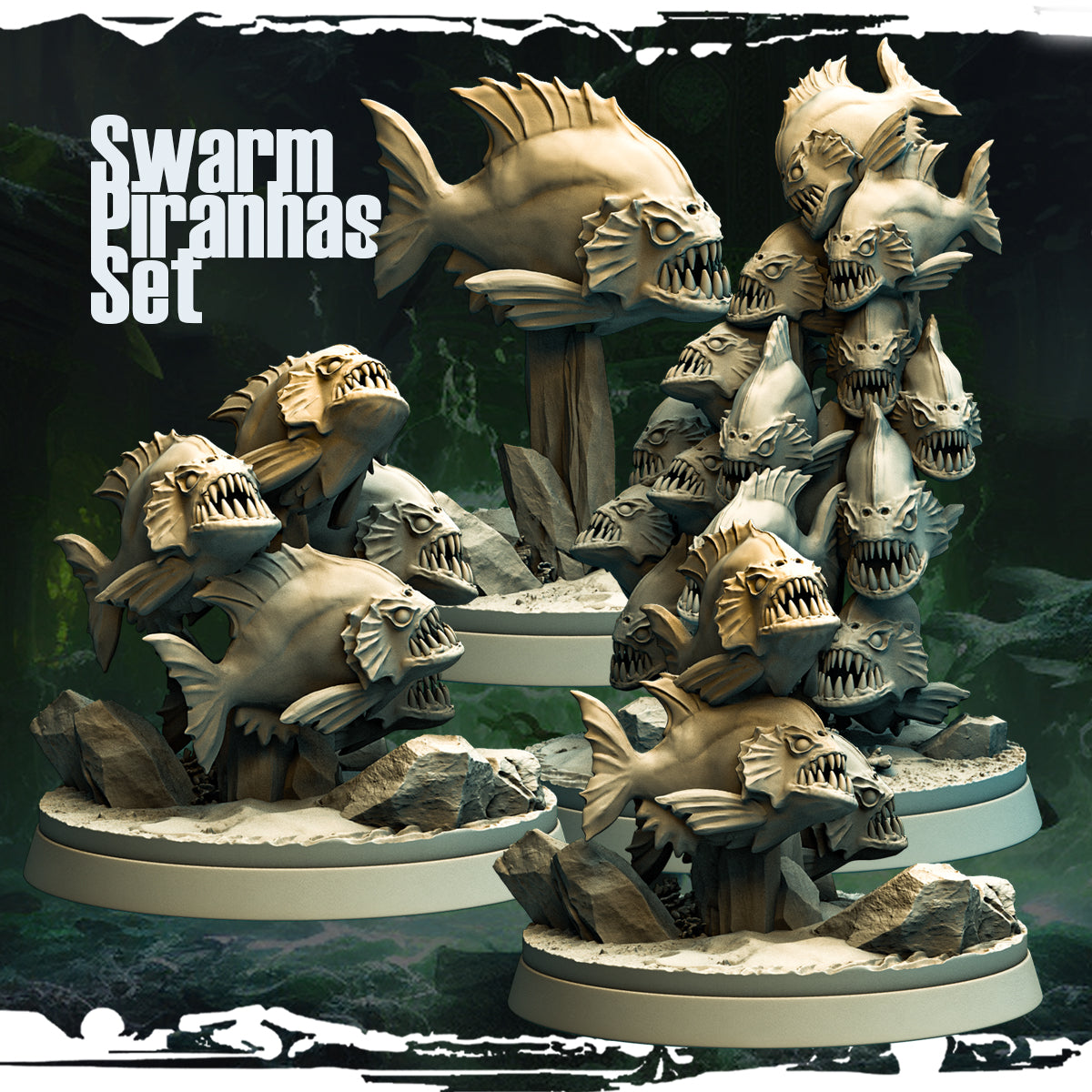 Monolith Arts - Terror on Cursed Waters - Piranha Swarm - DnD/TTRPG Figure/Miniature