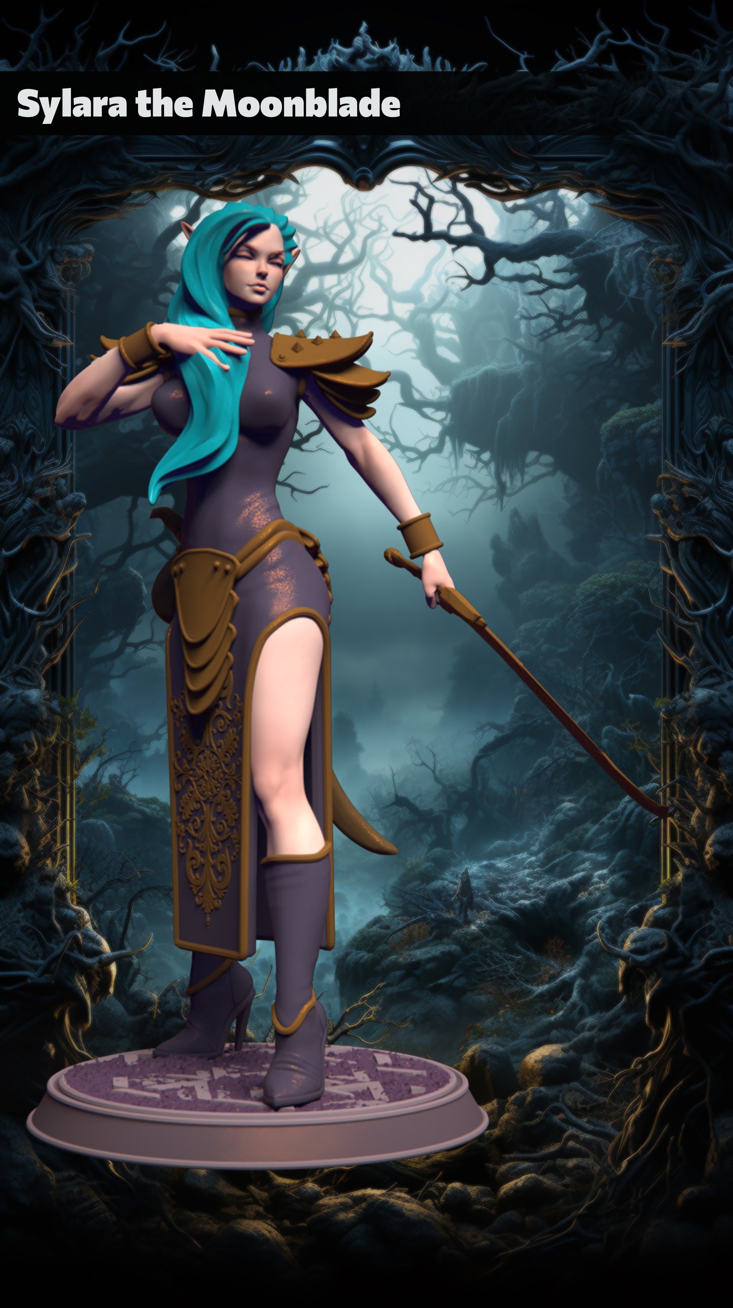Z Kino - Enchantressess - Sylara the Moonblade - 75mm Pin Up/Figure/Model/Diorama