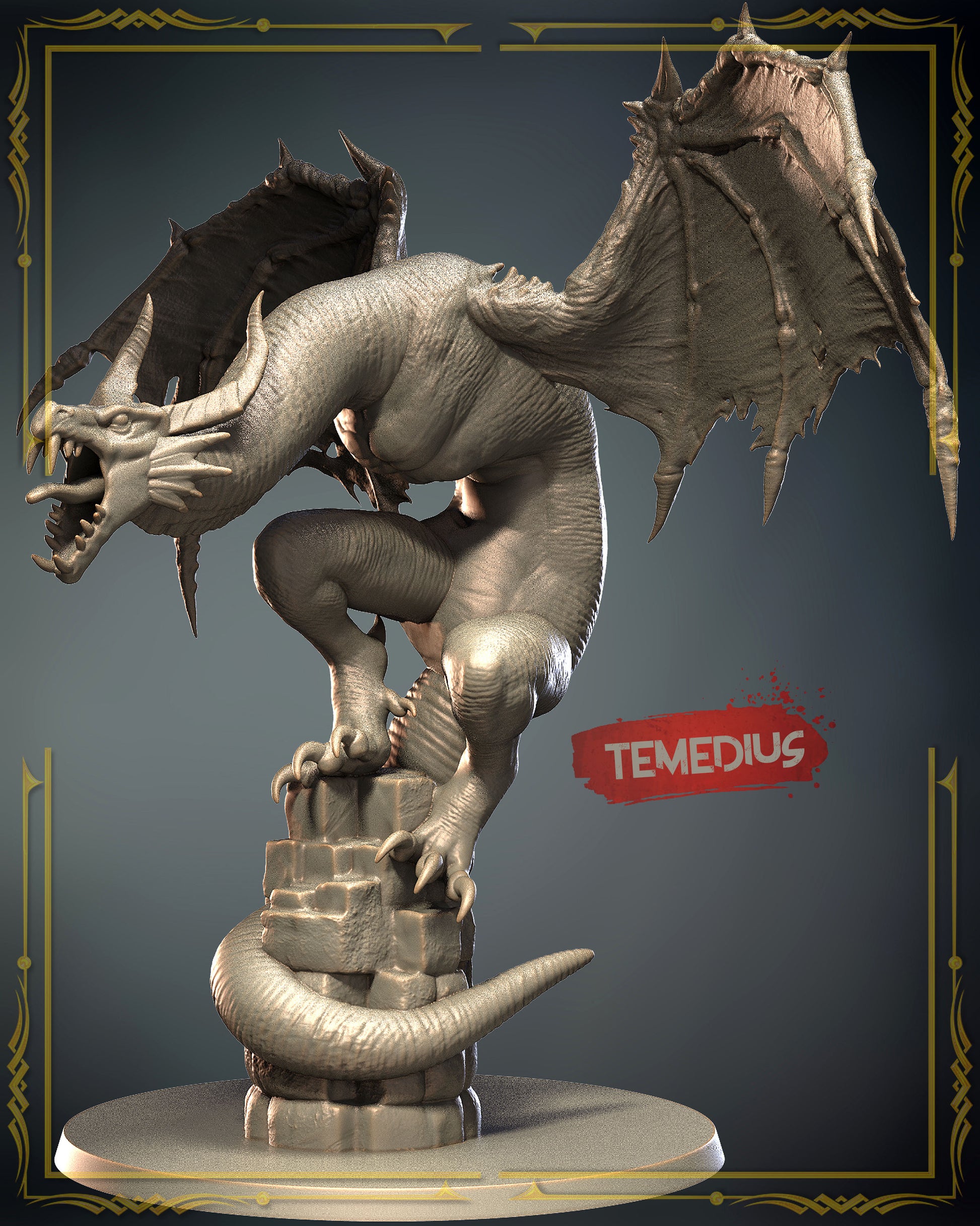 3D IPStudios - Dragons Worlds #1 - Temedius - DnD/TTRPG Figure/Miniature - Helios3DPrinting