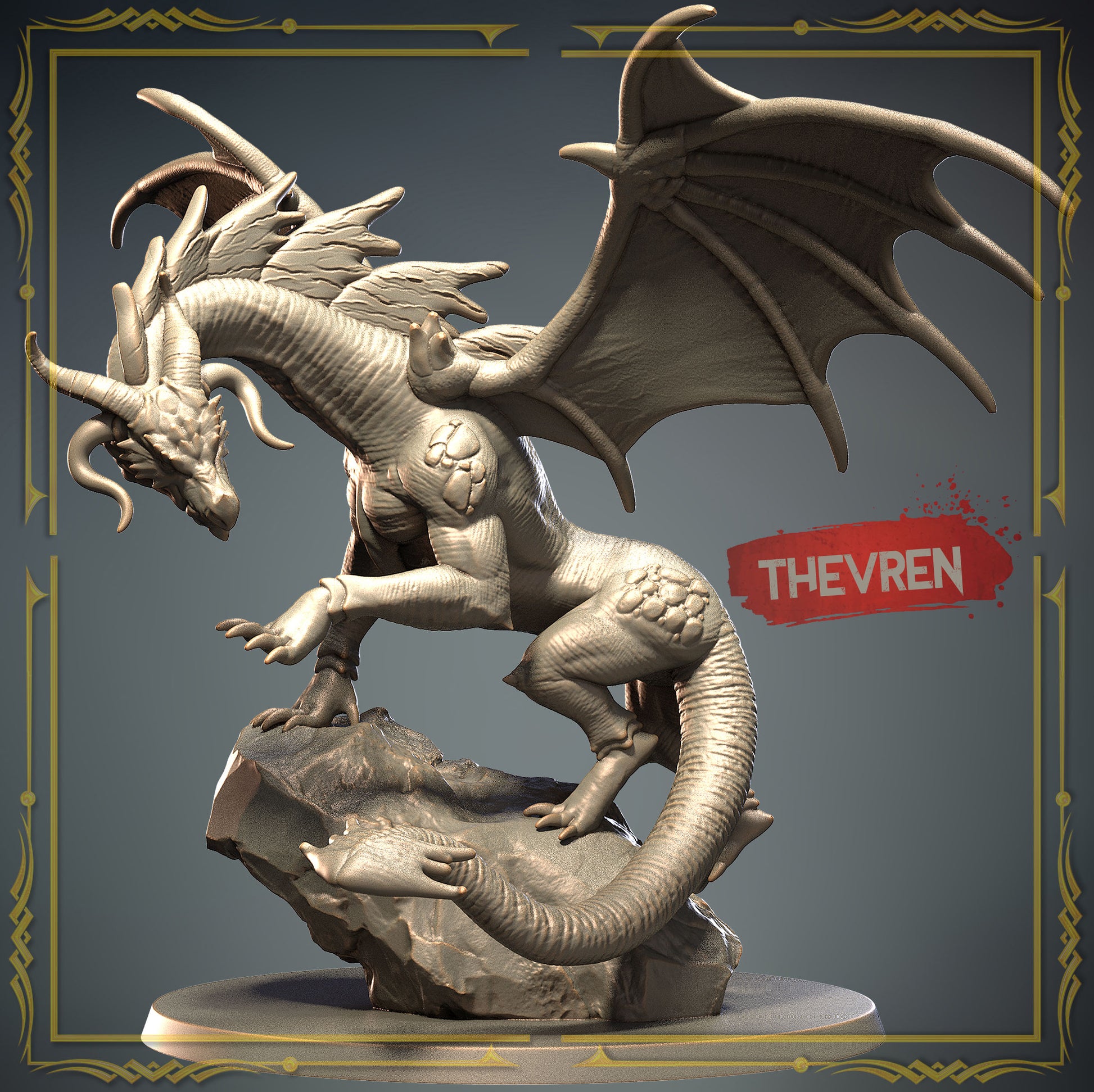 3D IPStudios - Dragons Worlds #1 - Thevren - DnD/TTRPG Figure/Miniature - Helios3DPrinting