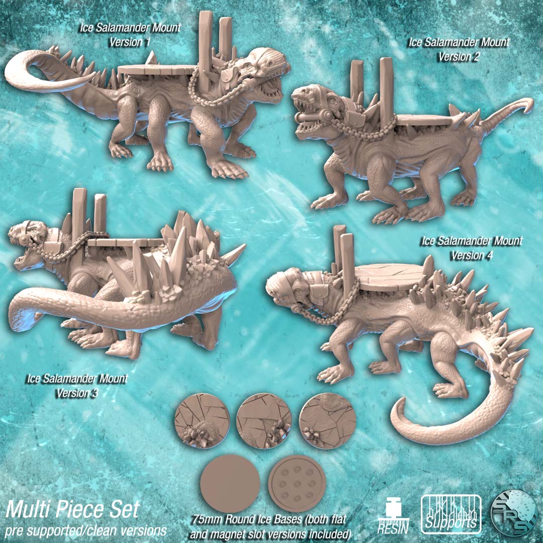 Sync Ratio - Shiverclaws - Ice Salamander Mount - DnD/TTRPG Figure/Miniature