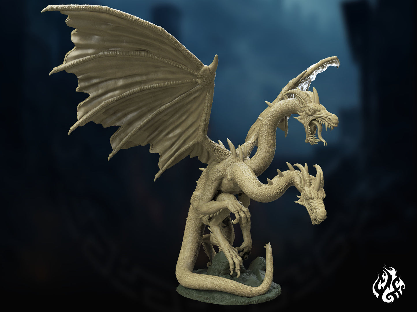 Crippled God Foundry - Two Headed Dragon - DnD/TTRPG Figure/Miniature