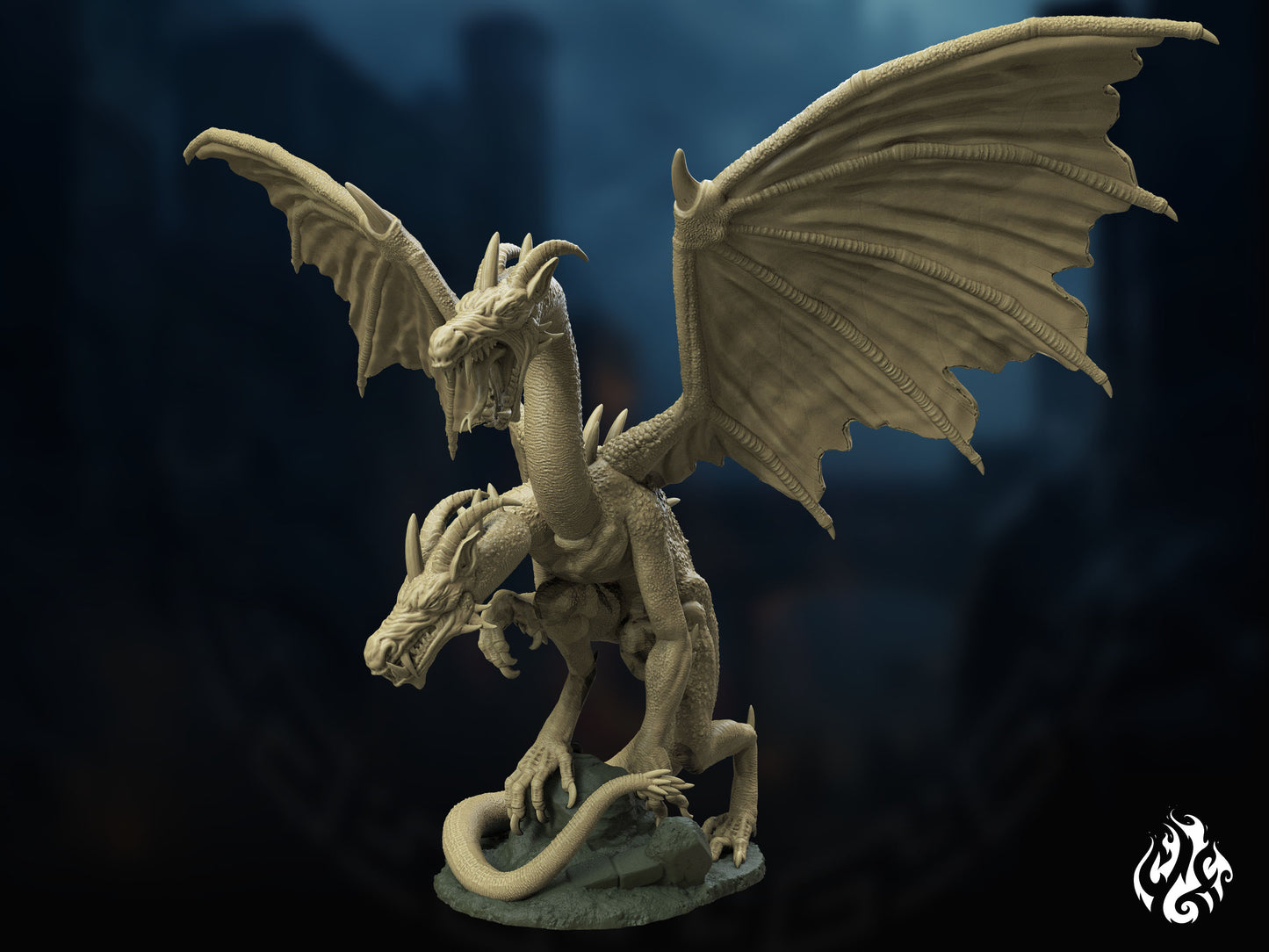 Crippled God Foundry - Two Headed Dragon - DnD/TTRPG Figure/Miniature