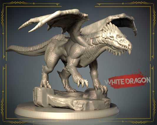 3D IPStudios - Dragons Worlds #1 - White Dragon - DnD/TTRPG Figure/Miniature - Helios3DPrinting