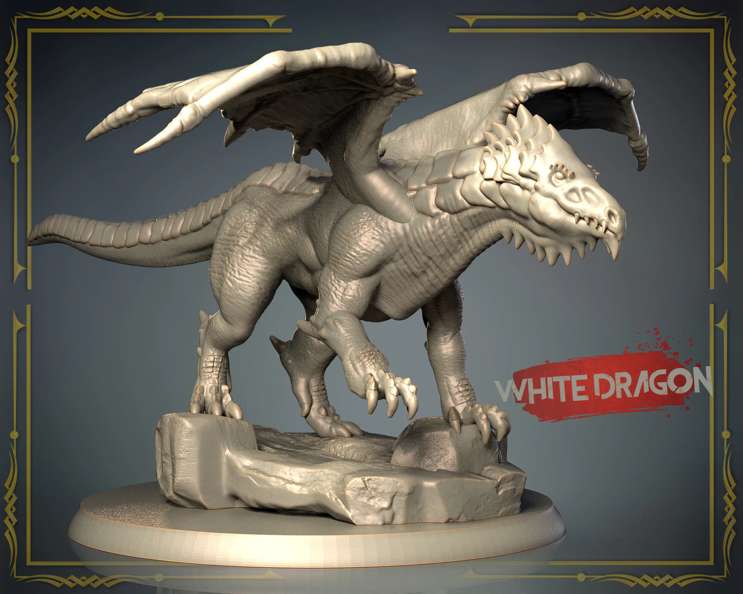 3D IPStudios - Dragons Worlds #1 - White Dragon - DnD/TTRPG Figure/Miniature