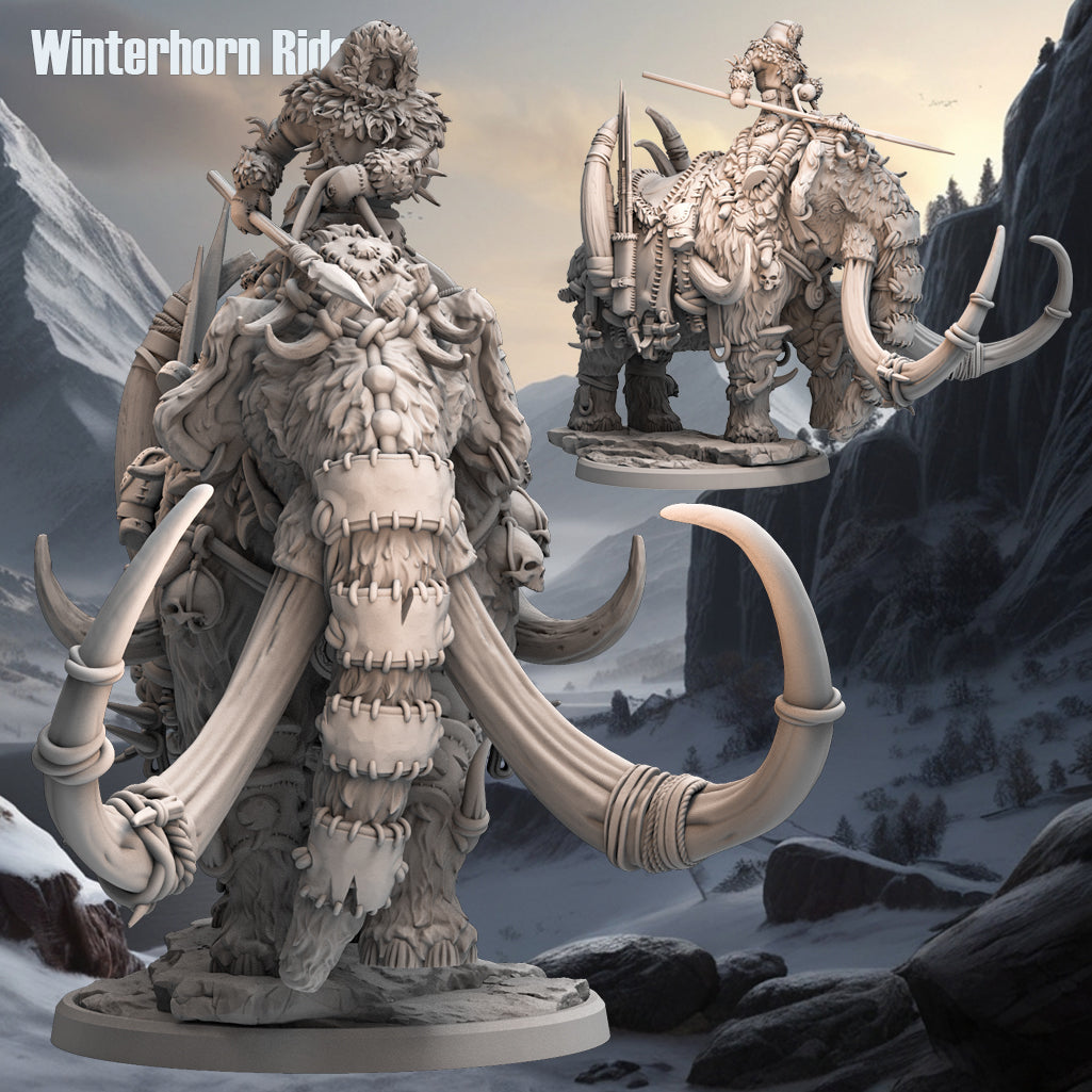 Monolith Arts - Arctic Tribes - Mammoth Rider - DnD/TTRPG Figure/Miniature