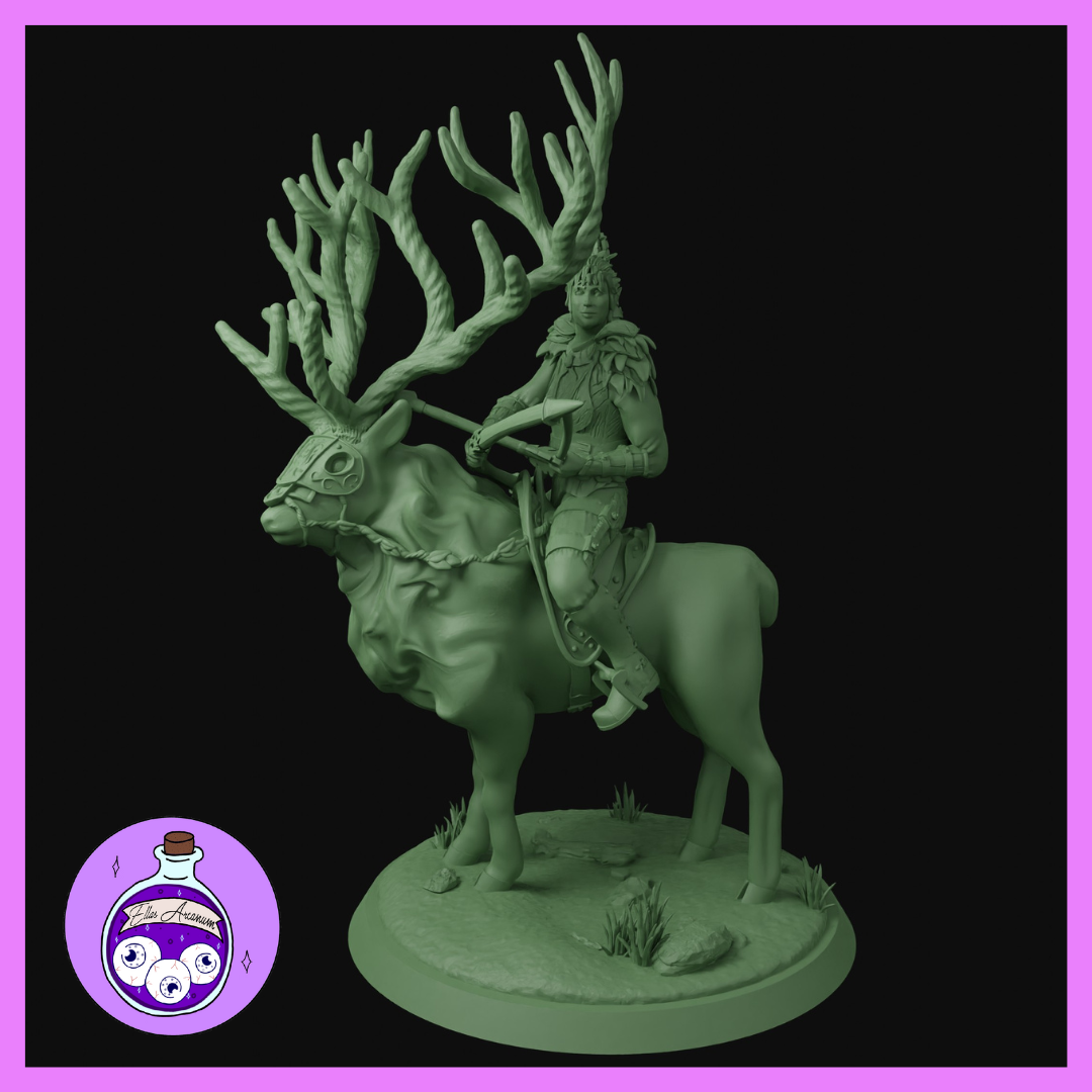 Ella's Arcanum - Wild Hunt - Wood Elf Ranger Mounted - DnD/Pathfinder/TTRPG