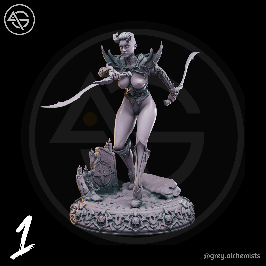 Grey Alchemists - Tiefling Assassin - 32mm/75mm DnD/Pathfinder/TTRPG Figure