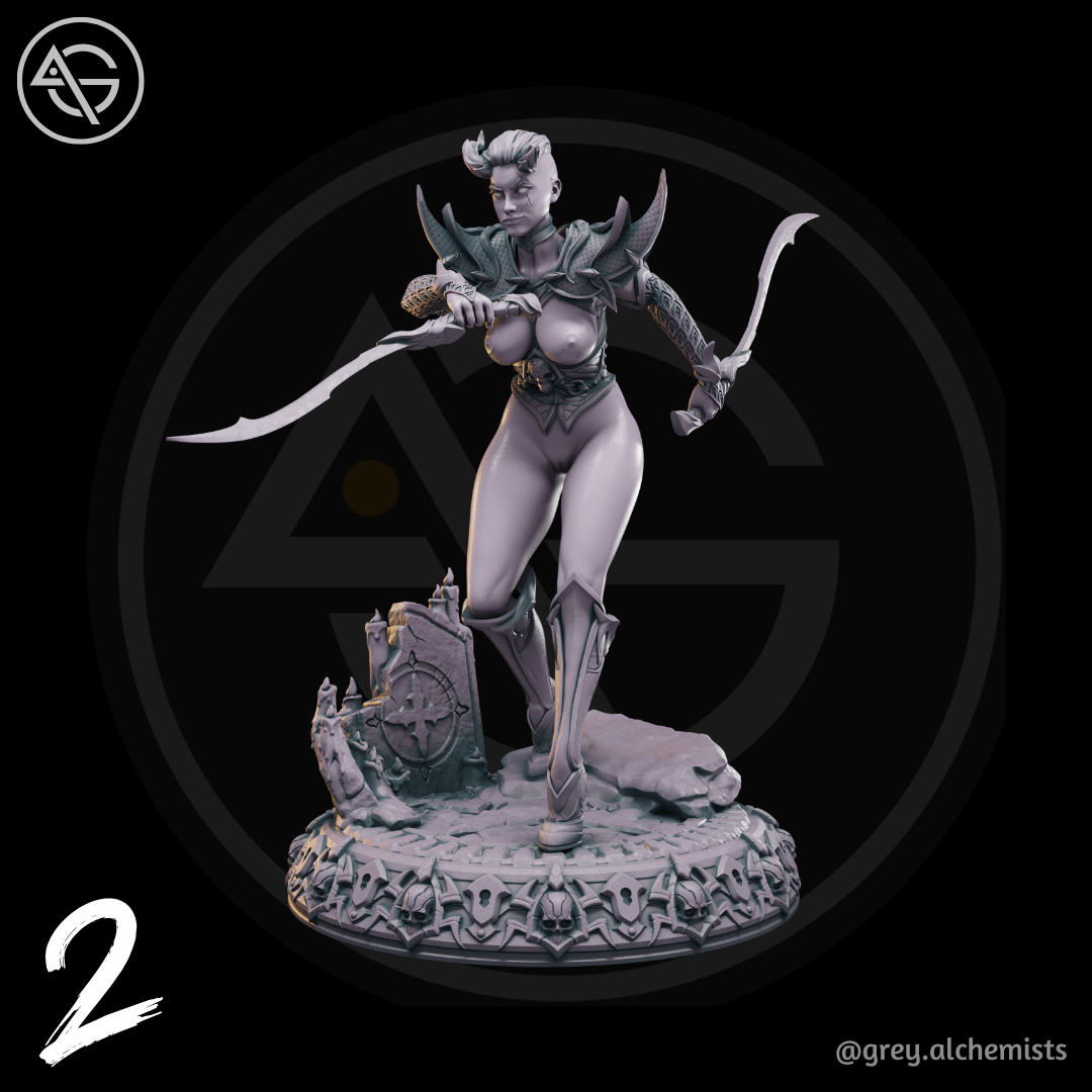 Grey Alchemists - Tiefling Assassin - 32mm/75mm DnD/Pathfinder/TTRPG Figure