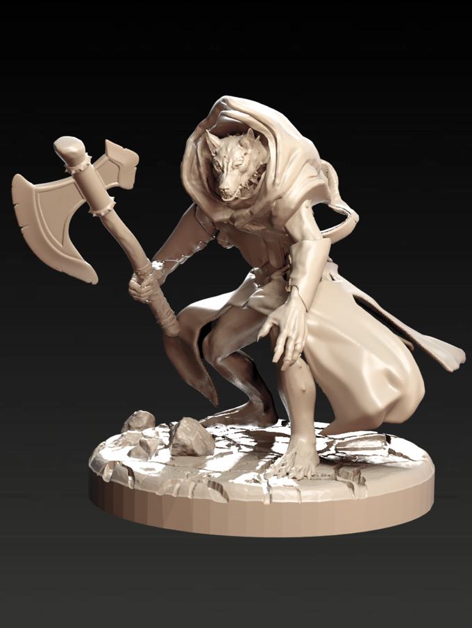 Klaus - Werewolf Berserker - 32/75mm DnD/TTRPG Figure/Miniature - Helios3DPrinting