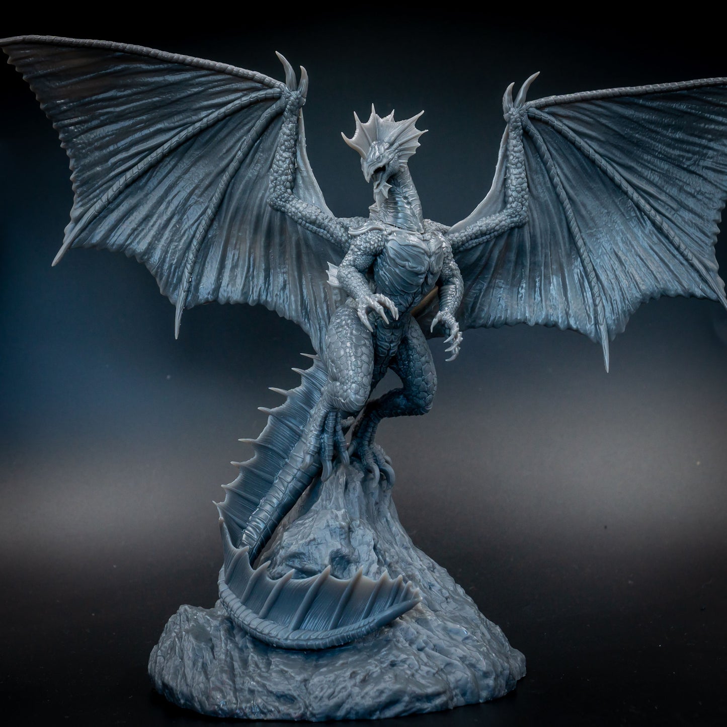 Aether & Alchemist - Ancient Silver Dragon - DnD/TTRPG Figure/Miniature - Helios3DPrinting