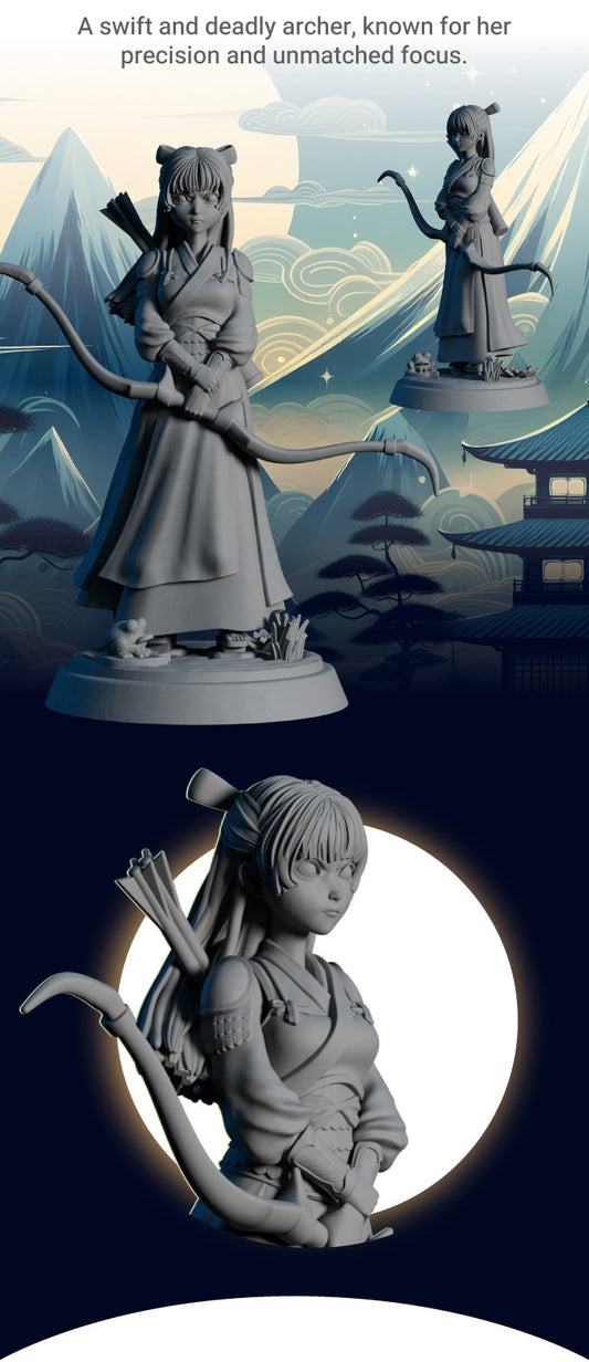 AsymSculpts - Sculpted Sisters: Oriental - Archer - 75mm Pin Up/Figure/Model/Diorama