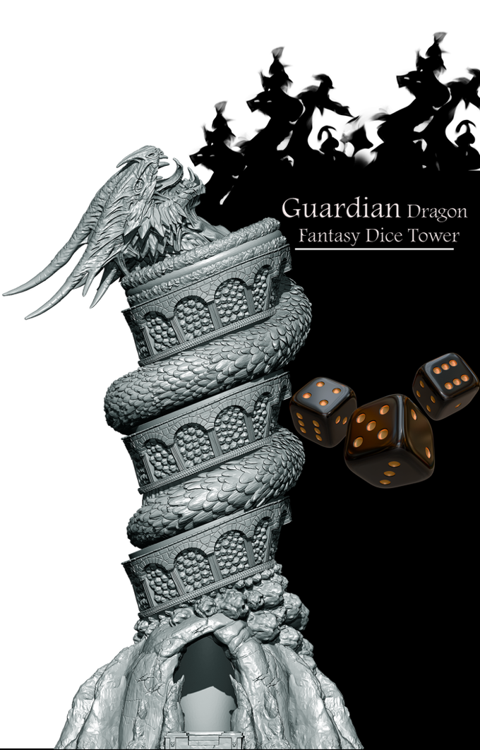 Slope3D - Guardian Dragon Dice Tower - DnD/TTRPG/Roleplaying/Wargames