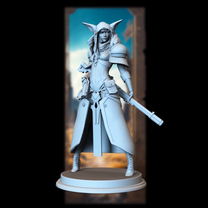 Broken Sword - Post Apocalyptic Elves - Lyra Dawnweaver - 75/100mmmm Pin Up/Figure/Model/Diorama