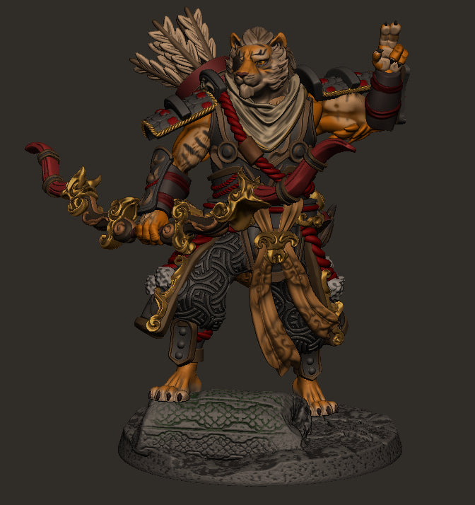Mojibake - Battle for Xiuyu - Tabaxi Archer Leader - DnD/TTRPG Figure/Miniature - Helios3DPrinting