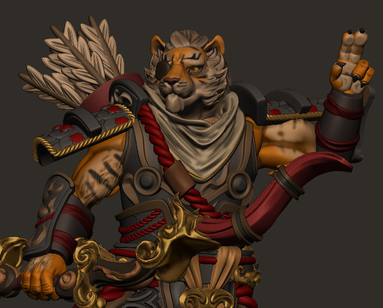 Mojibake - Battle for Xiuyu - Tabaxi Archer Leader - DnD/TTRPG Figure/Miniature - Helios3DPrinting