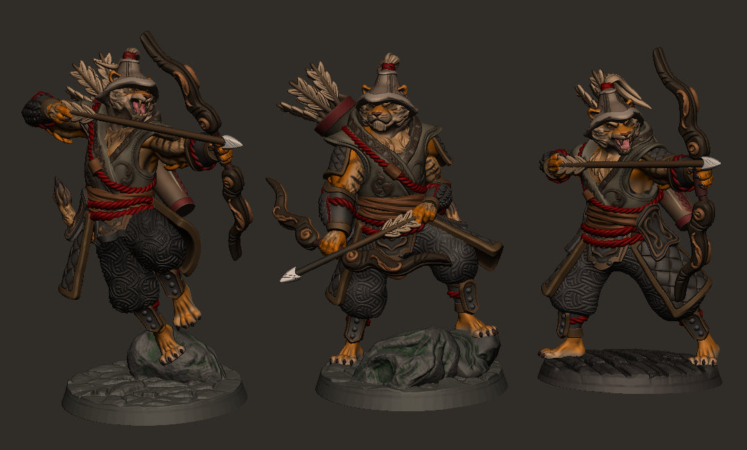 Mojibake - Battle for Xiuyu - Tabaxi Archers - DnD/TTRPG Figure/Miniature - Helios3DPrinting