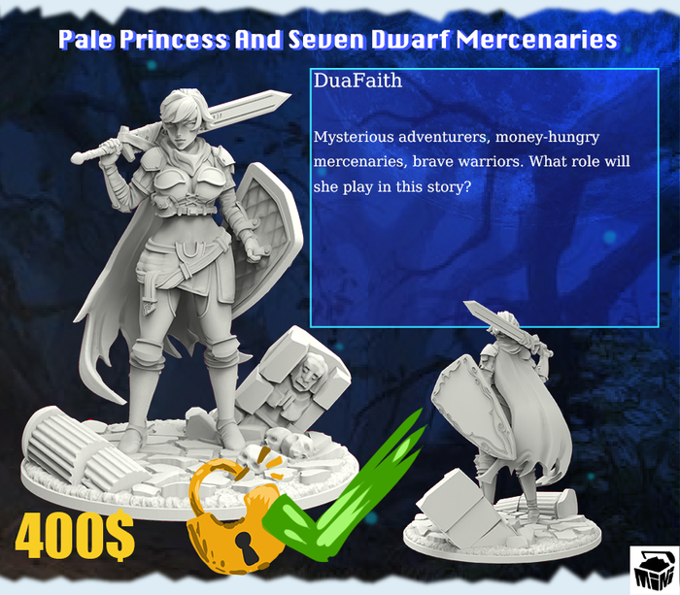 Minihoard - Princess & Dwarven Mercs - Dua Faith - DnD/TTRPG Figure/Miniature