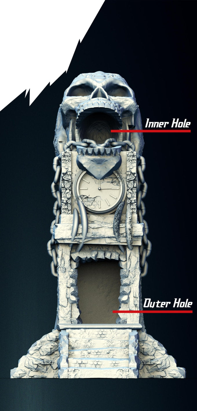 Slope3D - Skull Clock (Chained) Dice Tower - DnD/TTRPG/Roleplaying/Wargames