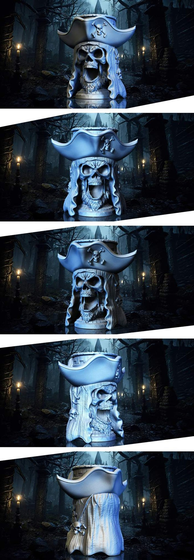 Slope3D - Pirate Skull (Old) Dice Tower - DnD/TTRPG/Roleplaying/Wargames