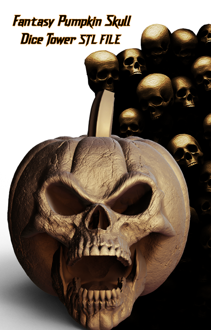 Slope3D - Pumpkin Skull Dice Tower - DnD/TTRPG/Roleplaying/Wargames