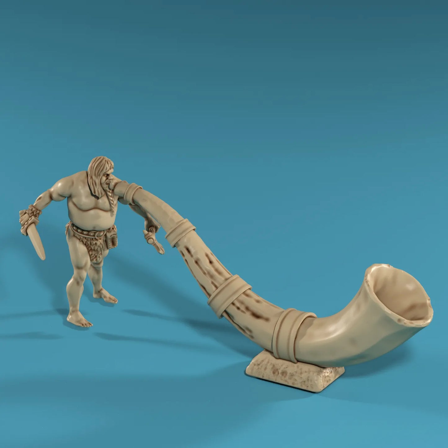 Medusa Miniatures - Barbarian w/Giant Horn - DnD/TTRPG/Roleplaying/Wargames