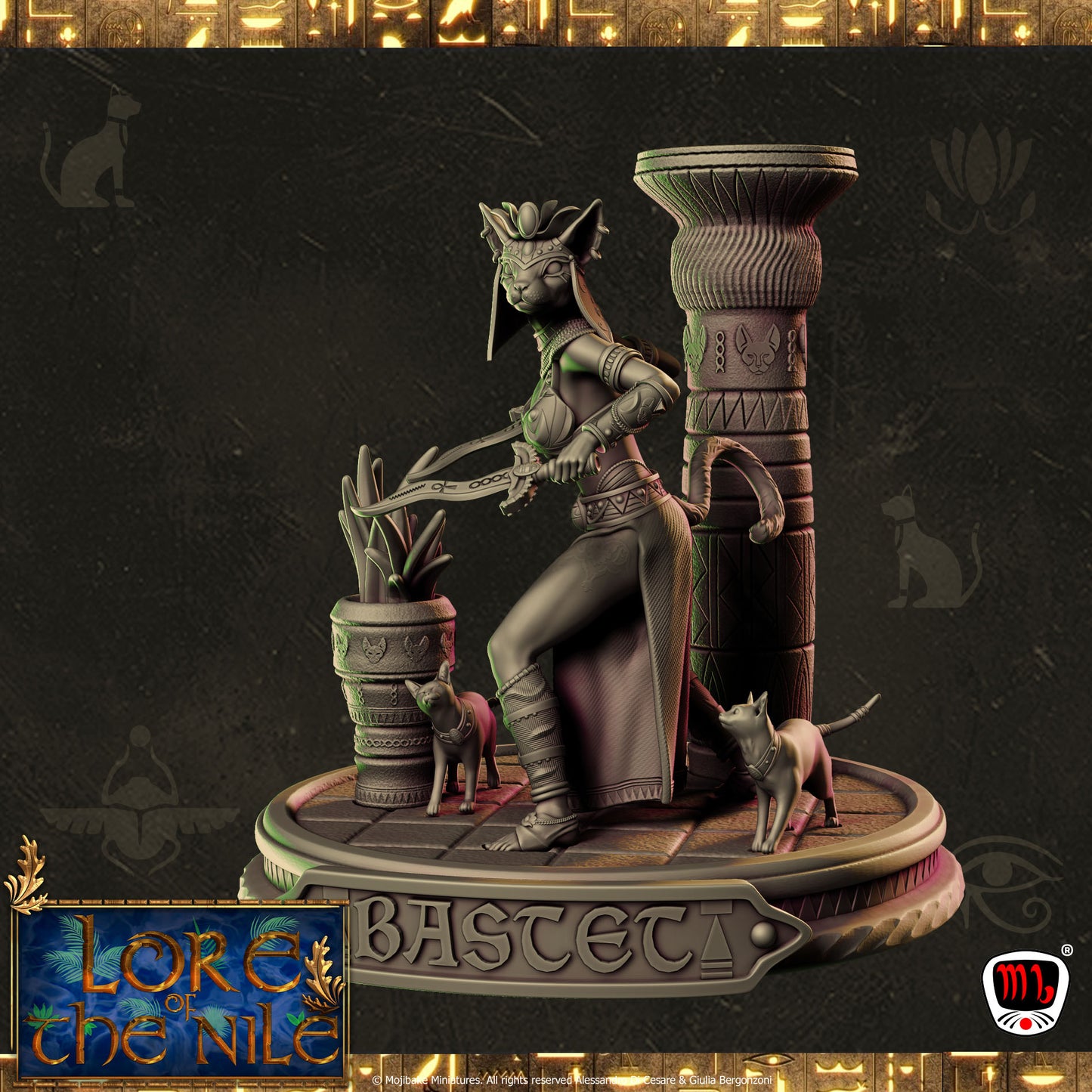 Mojibake - Lore of the Nile - Bastet, Goddess of Beauty - 120mm Pin Up/Figure/Model/Diorama - Helios3DPrinting