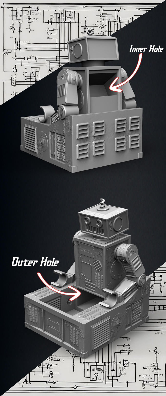 Slope3D - Robot (RustyBModel9) Dice Tower - DnD/TTRPG/Roleplaying/Wargames