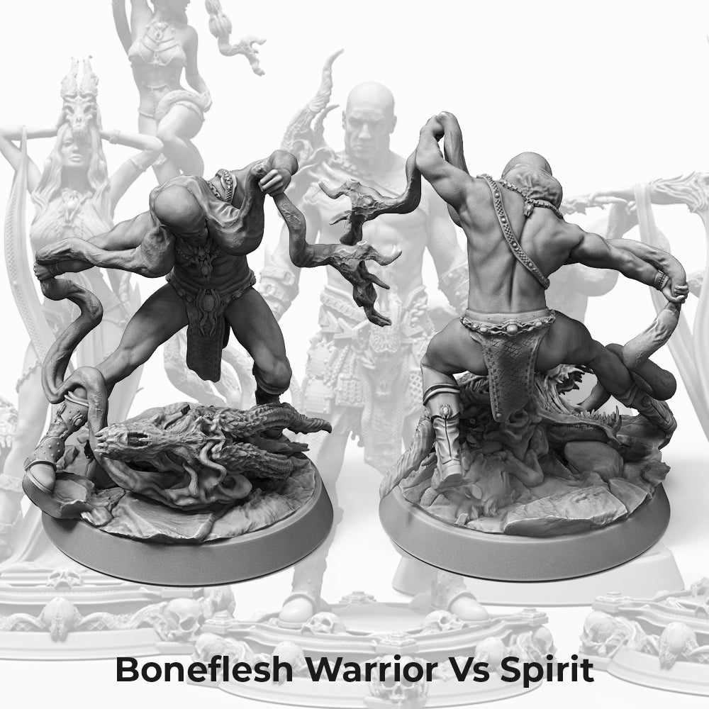 Printomancer - Boneflesh Warrior Vs Spirit - 32/75mm Pin Up/Figure/Model/Diorama