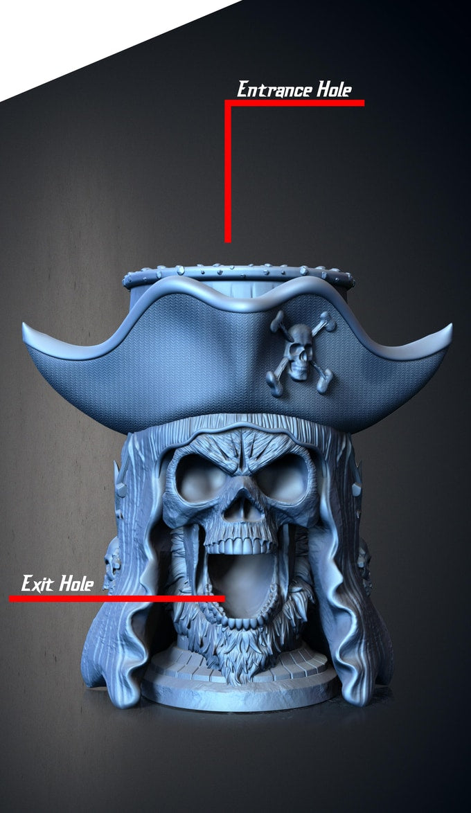 Slope3D - Pirate Skull (Old) Dice Tower - DnD/TTRPG/Roleplaying/Wargames