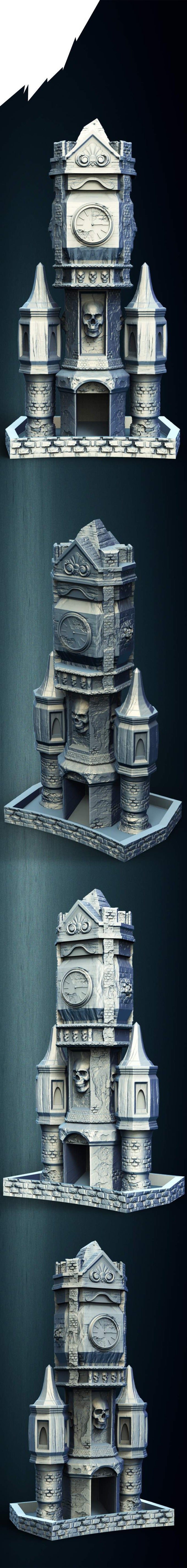 Slope3D - Skull Clock (Gothic) Dice Tower - DnD/TTRPG/Roleplaying/Wargames