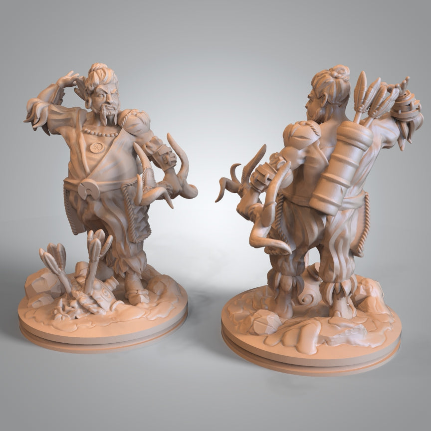 Mojibake - Battle for Genbushan - Genasi Archer - 2 Poses - DnD/TTRPG Figure/Miniature - Helios3DPrinting