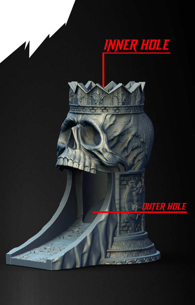 Slope3D - Royal Skull (Crowned) Dice Tower - DnD/TTRPG/Roleplaying/Wargames