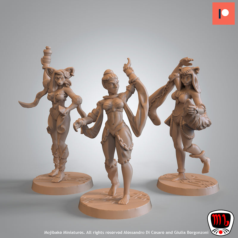 Mojibake - Temple of the Broken Spires - Tabaxi Dancers - DnD/TTRPG Figure/Miniature - Helios3DPrinting