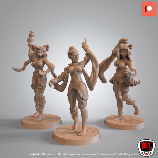 Mojibake - Temple of the Broken Spires - Tabaxi Dancers - DnD/TTRPG Figure/Miniature - Helios3DPrinting