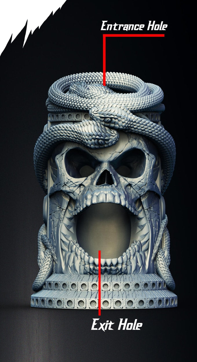 Slope3D - Ancient Skull (Snake) Dice Tower - DnD/TTRPG/Roleplaying/Wargames