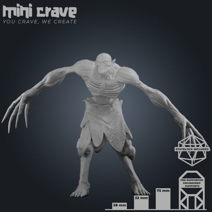 Mini Crave - Xiona Undeads - Ghoul #3 - DnD/TTRPG Figure/Miniature