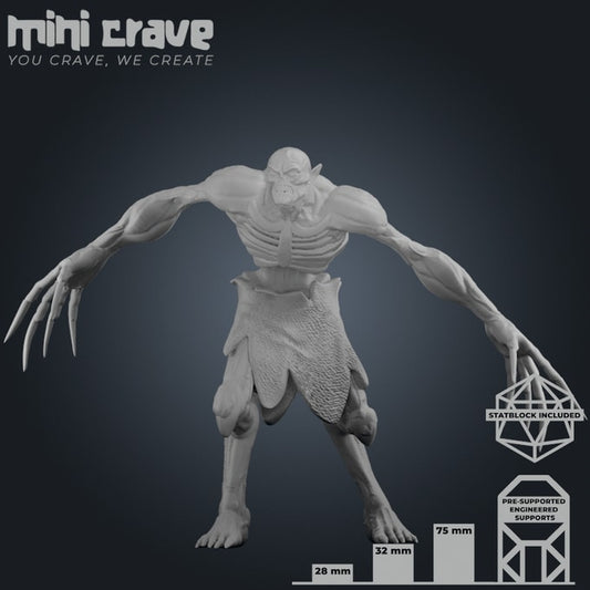 Mini Crave - Xiona Undeads - Ghoul #3 - DnD/TTRPG Figure/Miniature