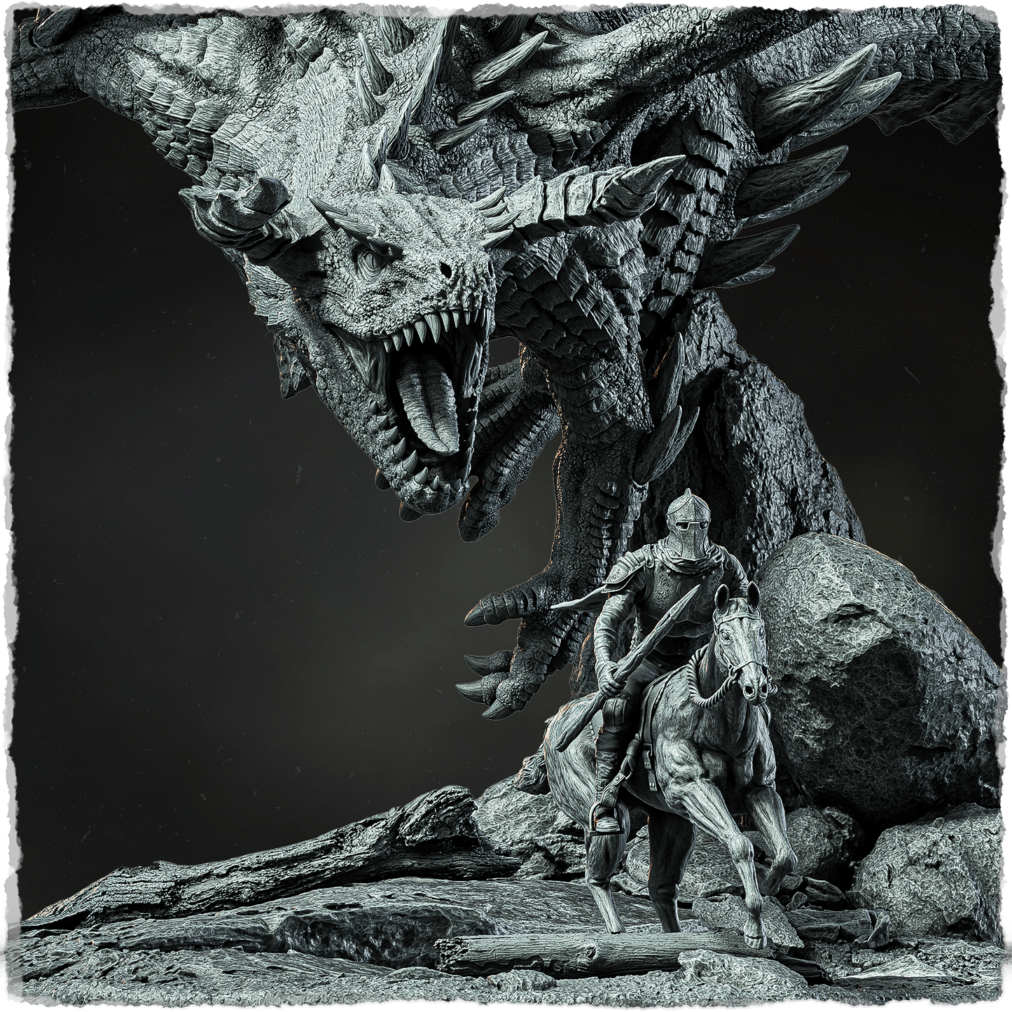Evox Arts - Dragon and Knight Diorama - DnD/TTRPG Figure/Miniature