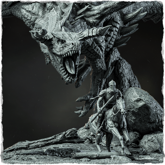Evox Arts - Dragon and Knight Diorama - DnD/TTRPG Figure/Miniature