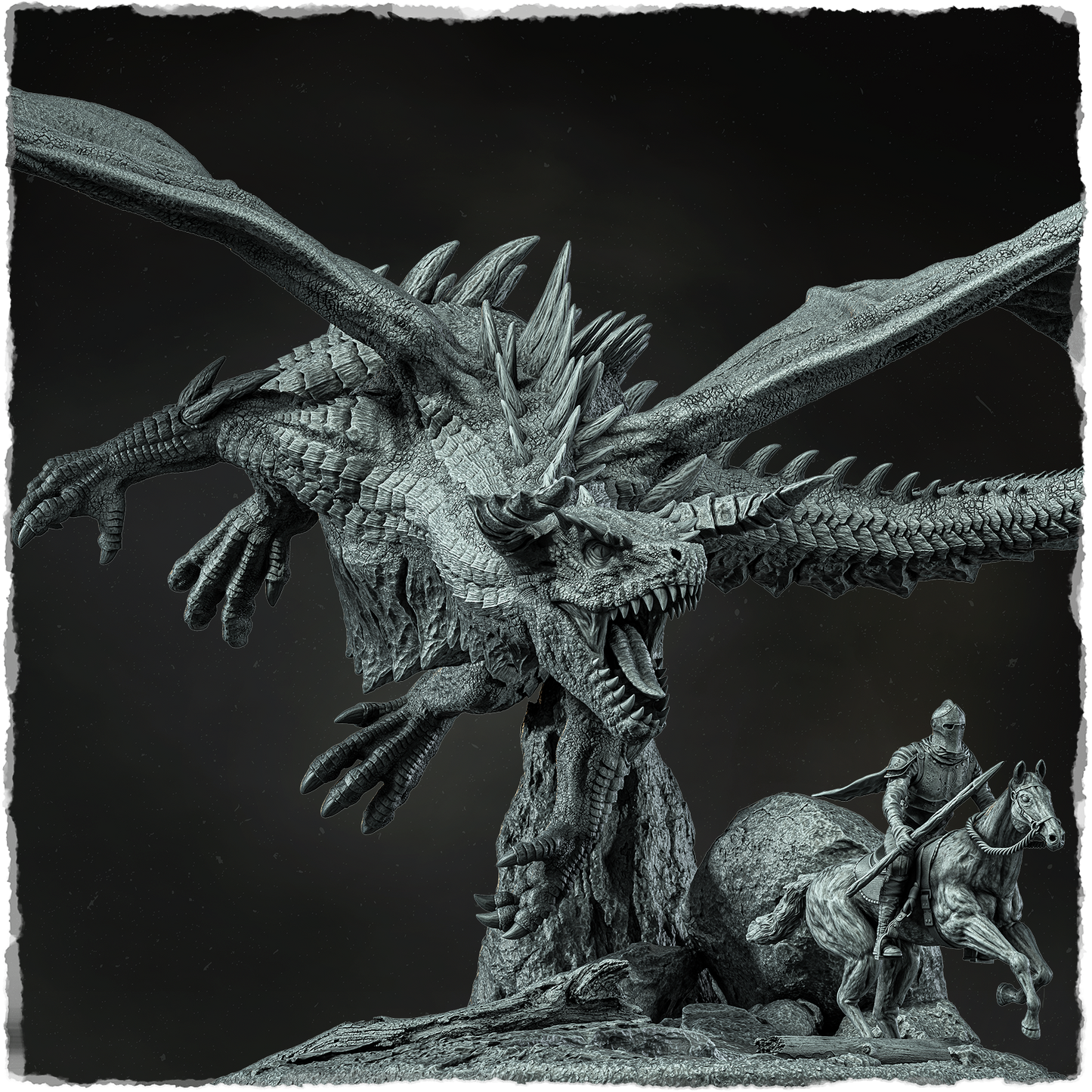 Evox Arts - Dragon and Knight Diorama - DnD/TTRPG Figure/Miniature